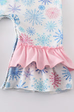 Load image into Gallery viewer, Snowflake Ruffle Baby Romper
