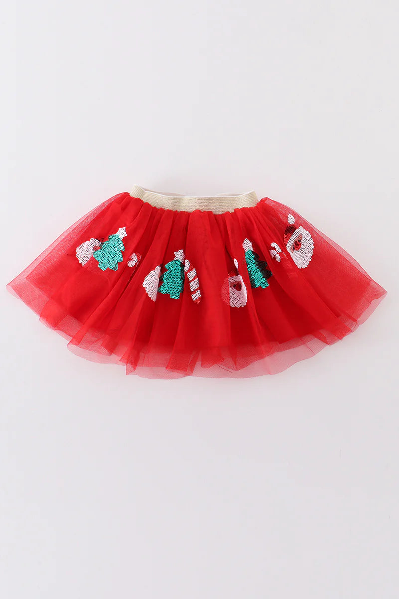 Red Sequin Christmas Tutu Skirt