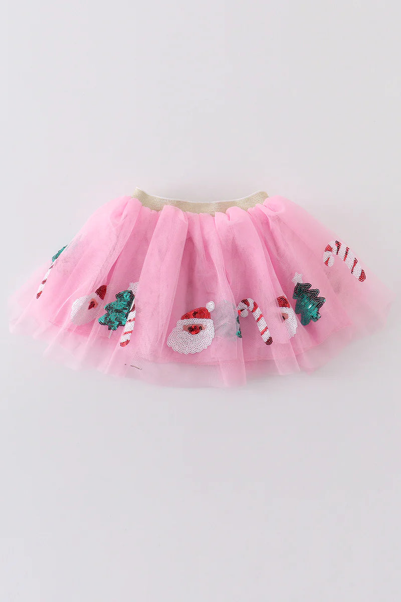 Pink Sequin Christmas Tutu Skirt