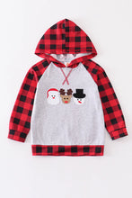 Load image into Gallery viewer, Buffalo Plaid Santa Deer Snowman Hoodie
