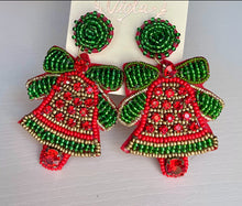 Load image into Gallery viewer, Beaded Christmas Bell Earrings
