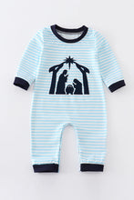 Load image into Gallery viewer, Blue Nativity Embroidered Romper
