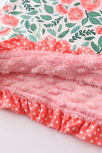 Load image into Gallery viewer, Pink Floral Ruffle Minky Baby Blanket
