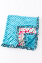 Load image into Gallery viewer, Teal Floral Minky Baby Blanket
