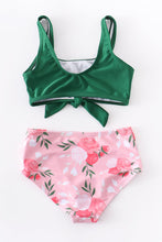 Load image into Gallery viewer, Pink Green Floral Mommy &amp; Me Bikini- Girl&#39;s
