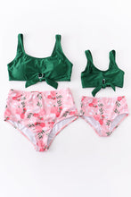 Load image into Gallery viewer, Pink Green Floral Mommy &amp; Me Bikini- Women&#39;s
