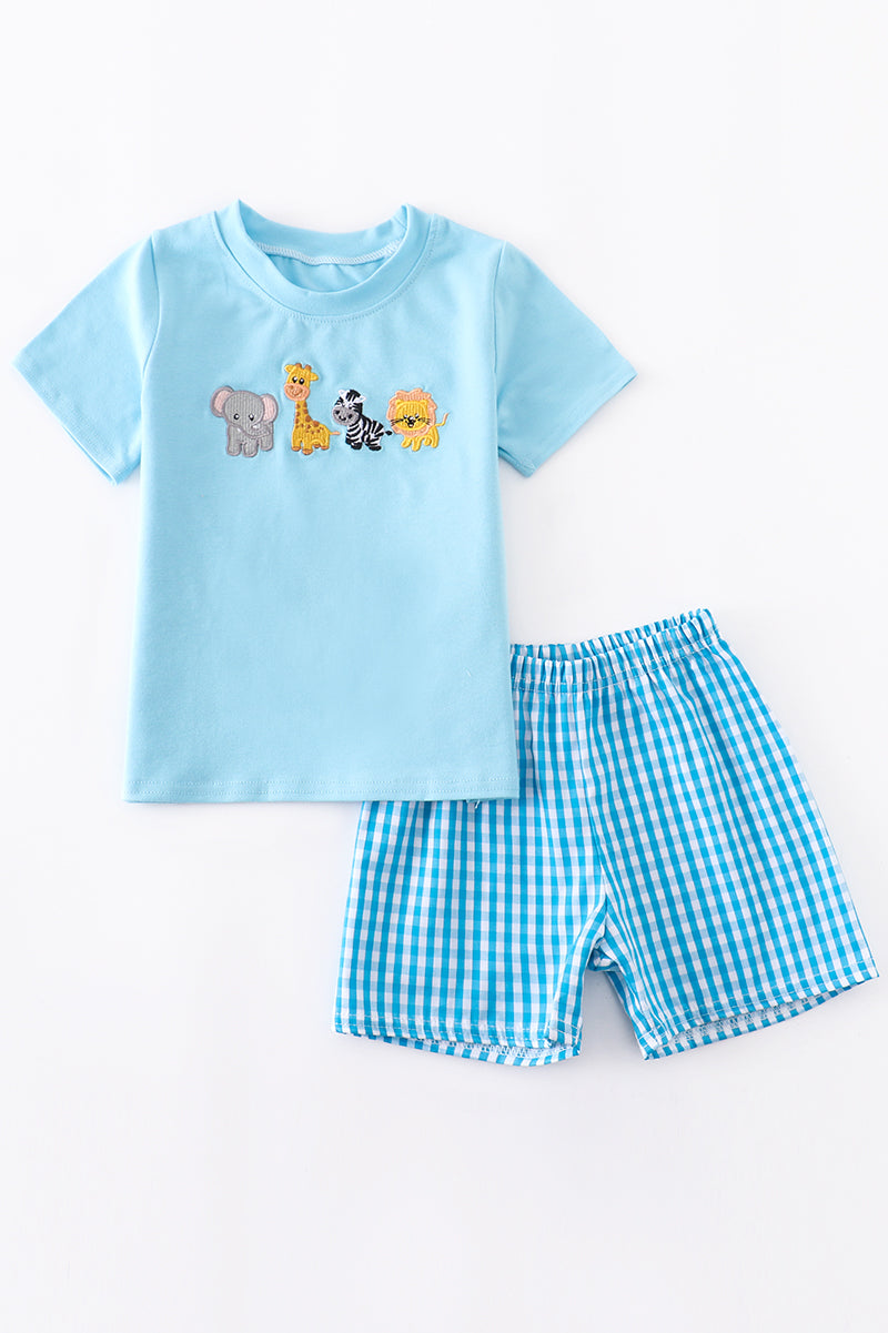 Boy's Zoo Animals Shorts Set