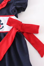 Load image into Gallery viewer, Navy Blue and Red Anchor Girl&#39;s Shorts Set
