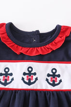 Load image into Gallery viewer, Navy Blue and Red Anchor Girl&#39;s Shorts Set
