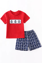 Load image into Gallery viewer, Navy Blue and Red Anchor Boy&#39;s Set
