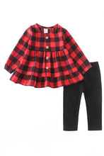 Load image into Gallery viewer, Girl&#39;s Buffalo Plaid Button Front Legging Set
