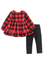 Load image into Gallery viewer, Girl&#39;s Buffalo Plaid Button Front Legging Set
