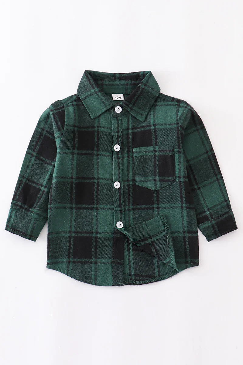 Green Plaid Button Down Shirt