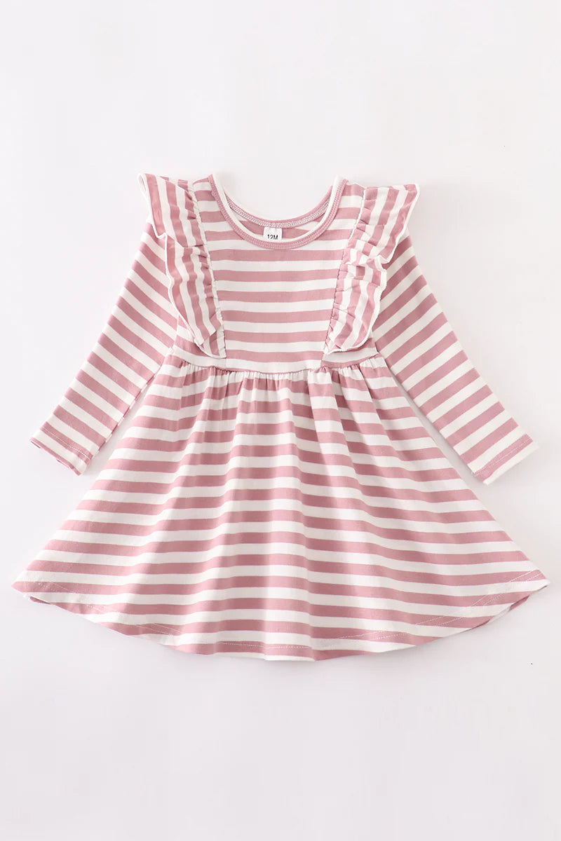 Mauve Striped Twirl Dress