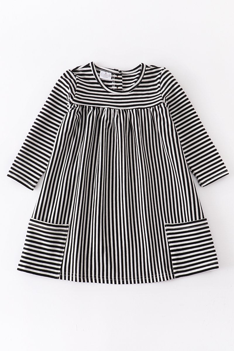 Black Stripe Pocket Dress