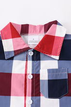 Load image into Gallery viewer, Boy&#39;s Red White and Blue Plaid Button Down
