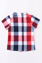 Load image into Gallery viewer, Boy&#39;s Red White and Blue Plaid Button Down
