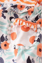 Load image into Gallery viewer, Orange Stripe Floral Ruffle Dress
