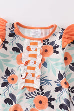 Load image into Gallery viewer, Orange Stripe Floral Baby Romper
