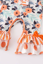 Load image into Gallery viewer, Orange Stripe Floral Baby Romper
