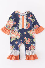 Load image into Gallery viewer, Navy Orange Floral Baby Romper
