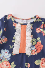 Load image into Gallery viewer, Navy Orange Floral Baby Romper
