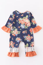 Load image into Gallery viewer, Navy Orange Floral Baby Romper
