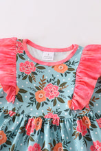 Load image into Gallery viewer, Mint Floral Pink Ruffle Dress
