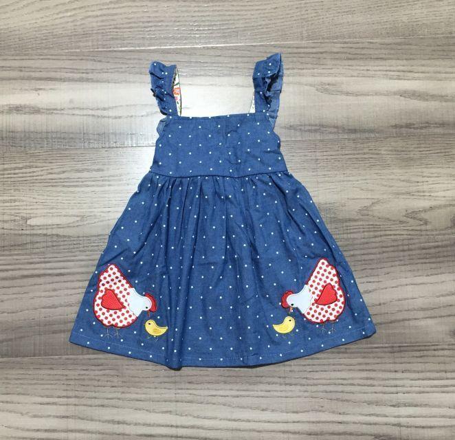 Denim Chicken Applique Dress