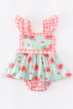 Load image into Gallery viewer, Pink Mint Floral Gingham Baby Romper
