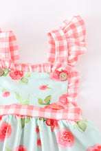 Load image into Gallery viewer, Pink Mint Floral Gingham Baby Romper
