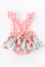 Load image into Gallery viewer, Pink Mint Floral Gingham Baby Romper
