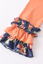 Load image into Gallery viewer, Navy Orange Floral Ruffle Pants Set
