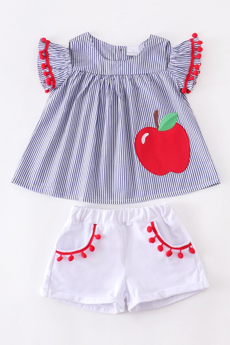 Apple Pom Pom Shorts Set