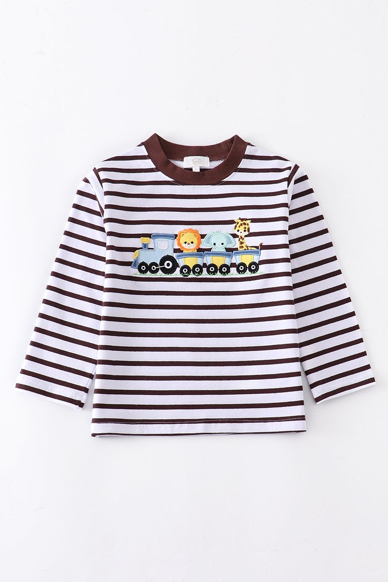 Animal Train Applique Boys Shirt