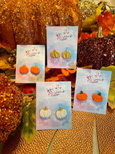 Load image into Gallery viewer, Handmade Clay Pumpkin Earrings
