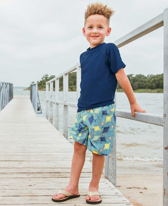 RuggedButts Boy's Navy Short Sleeve Rashguard