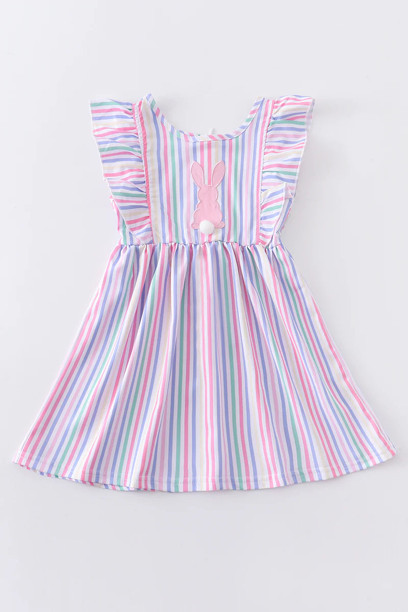 Striped Bunny Applique Dress