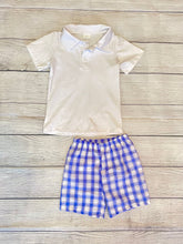 Load image into Gallery viewer, Boy&#39;s Polo Shirt and Plaid Shorts Set
