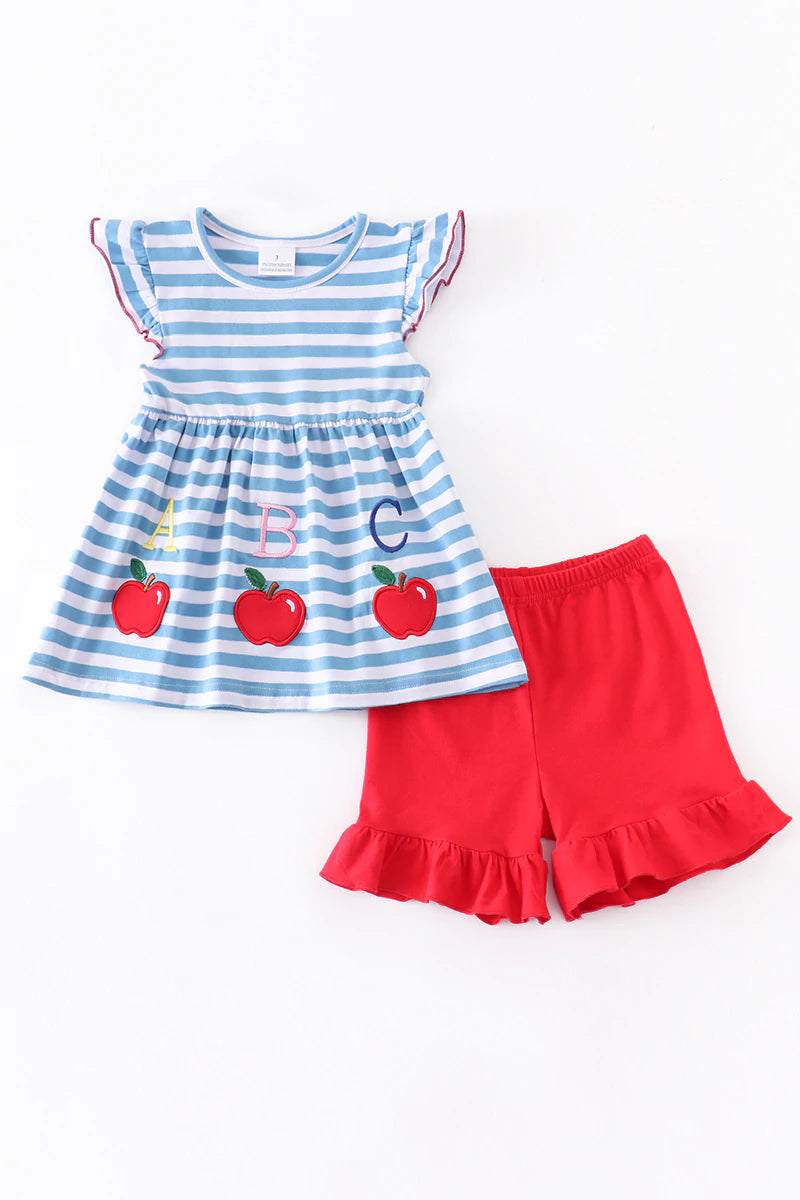 Apple Striped Shorts Set