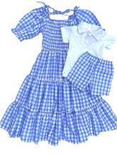 Load image into Gallery viewer, Women&#39;s Blue Plaid Dress
