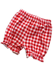 Load image into Gallery viewer, Navy Blue Red Plaid Girl&#39;s Shorts Set
