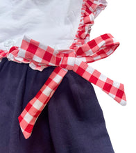 Load image into Gallery viewer, Navy Blue Red Plaid Girl&#39;s Shorts Set
