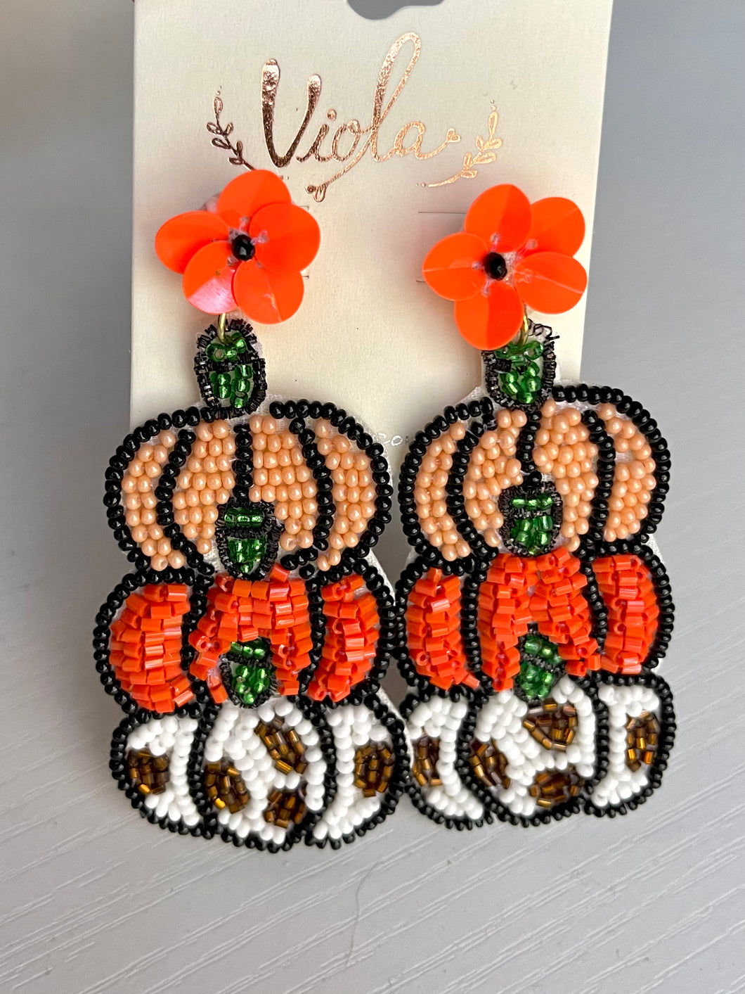 Pumpkin Stack Beaded Earrings